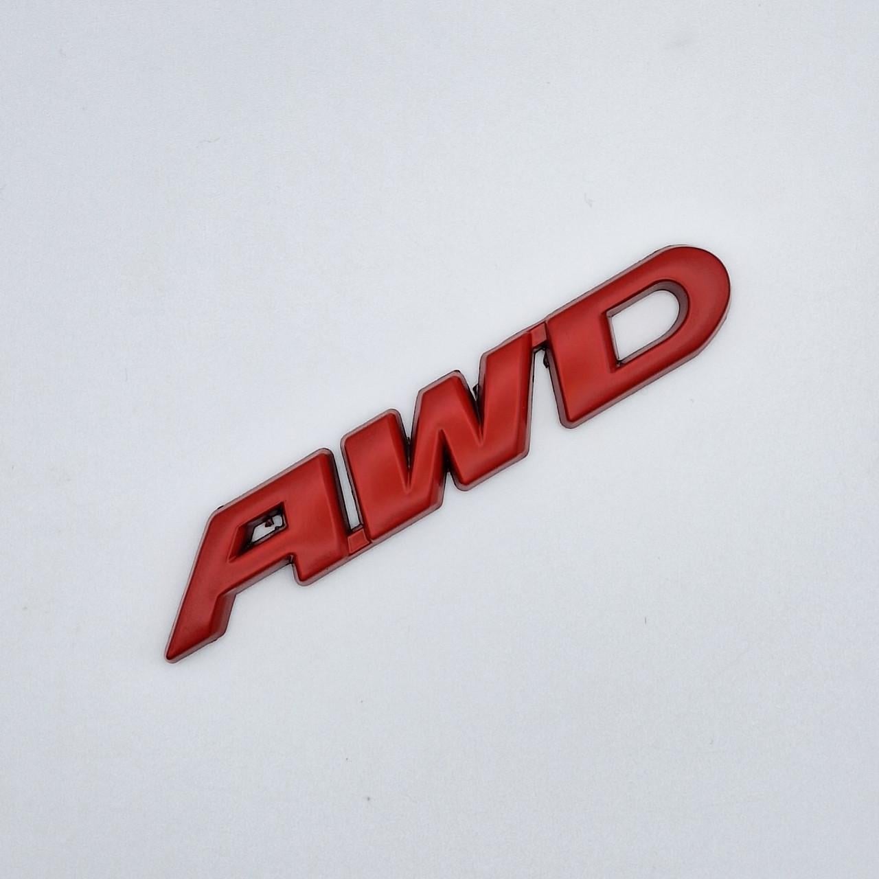 Эмблема надпись AWD металл 9х1,4 см Красный матовый (1673886061)