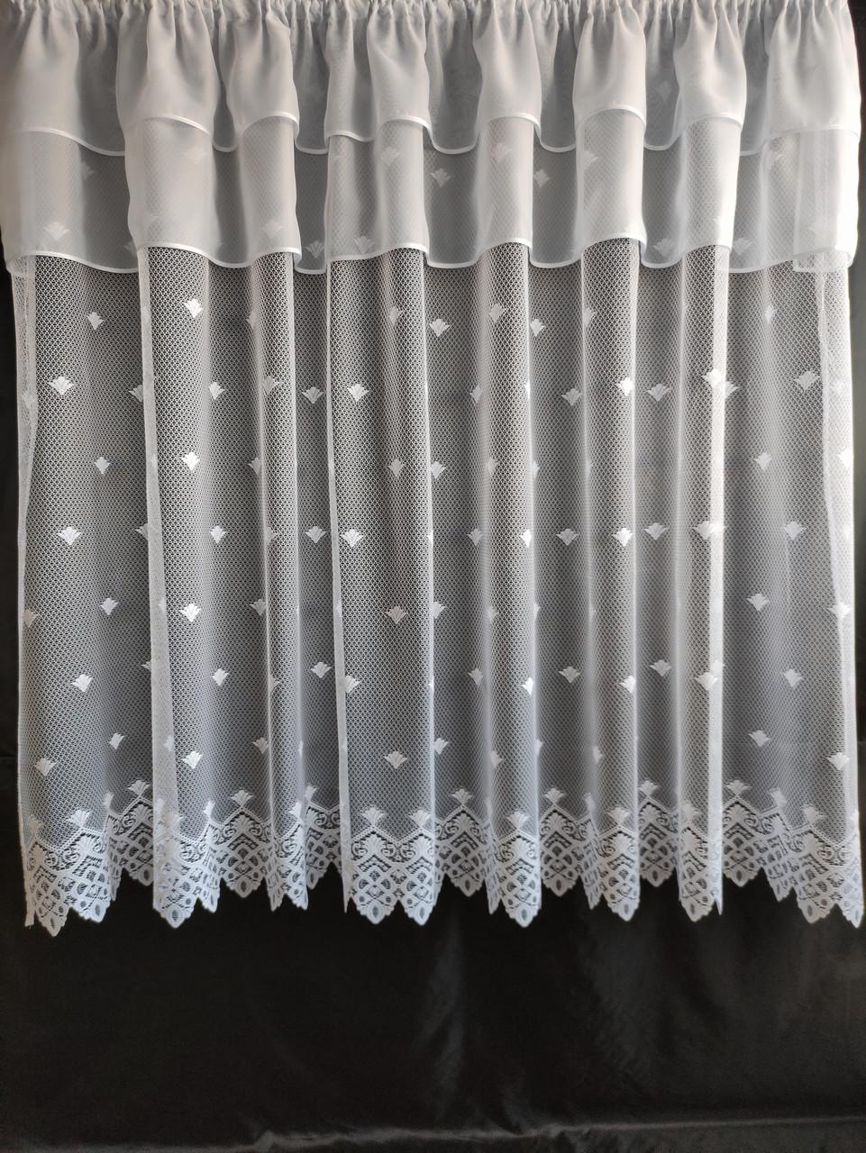 Фіранка з подвійним ламбрекеном 290x170см Білий (жак-лам4)