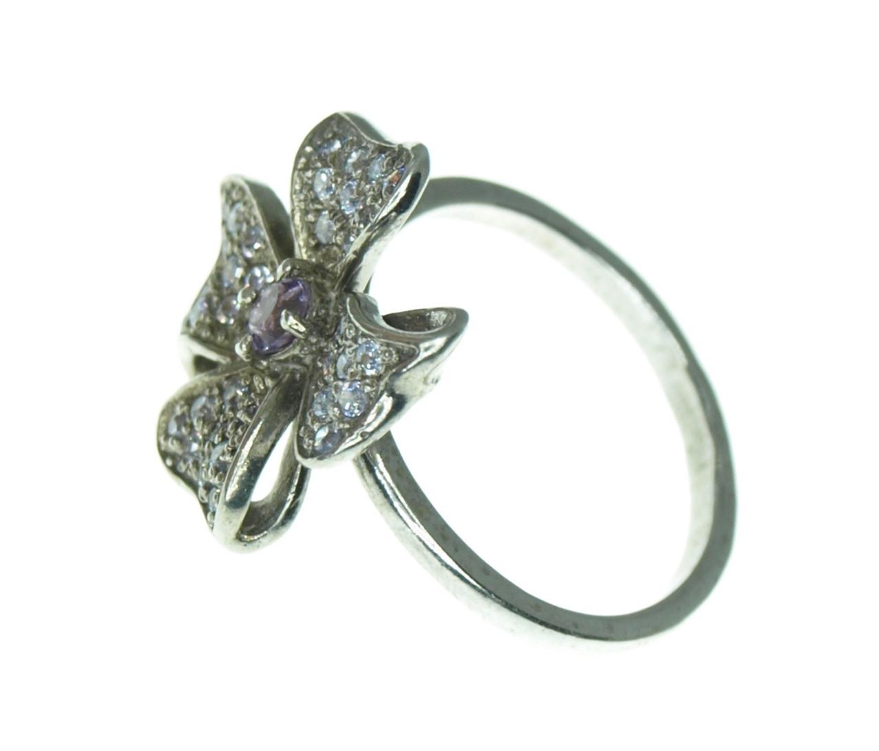 Кольцо из серебра с аметистом и фианитом р. 17 (2101700146) - фото 2