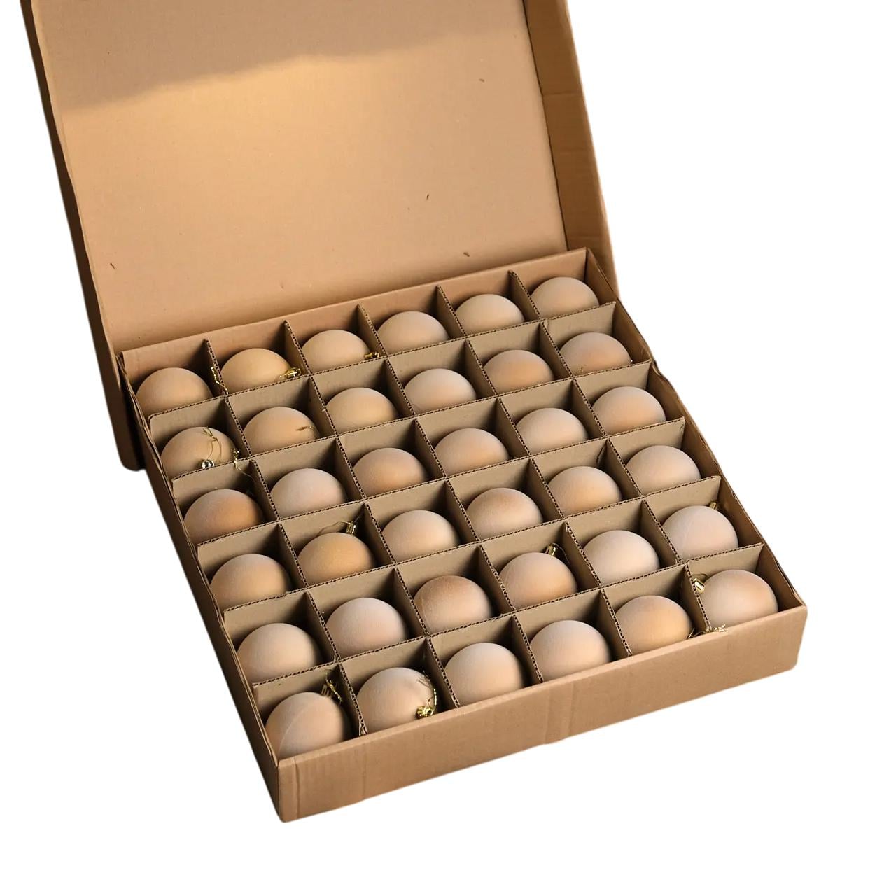 Набор елочных шаров Бархат из пластика 8 см 18 шт. Бежевый (123-41-Куля беж)