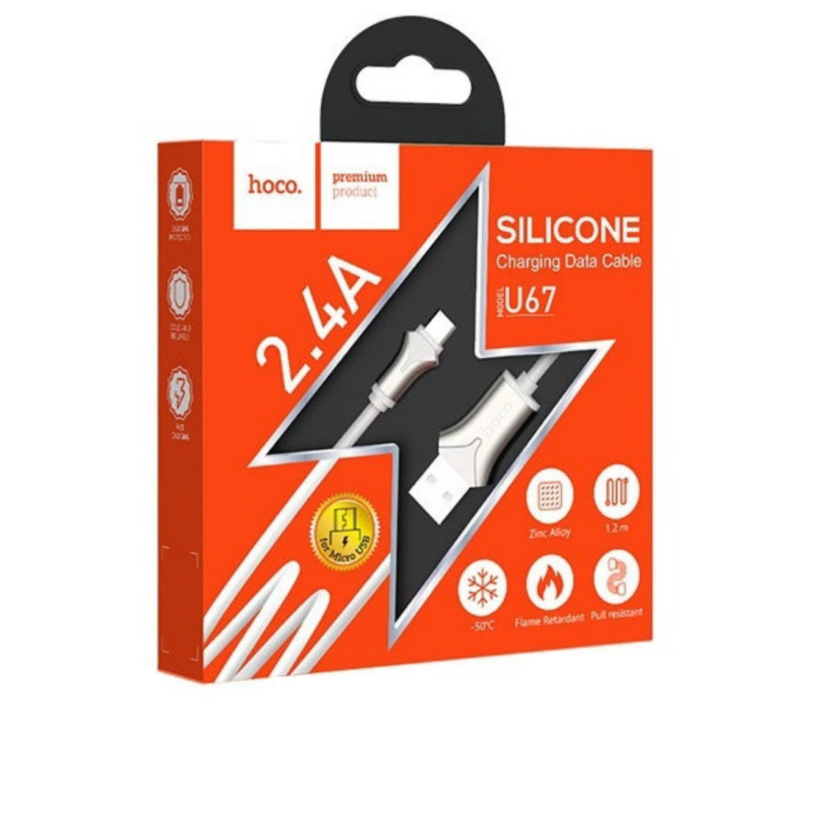 Кабель Hoco U67 Soft silicone charging data cable for Micro White - фото 2