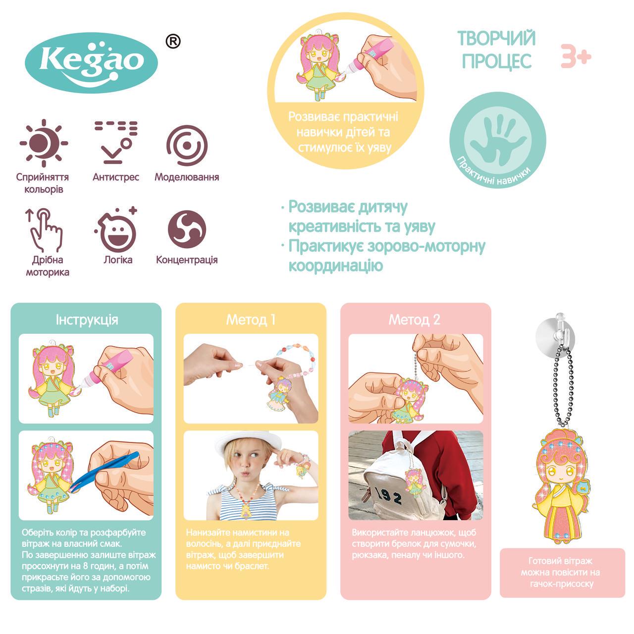 Набір для творчості Kegao Знаки зодіаку 12 підвісок і 9 вітражних фарб - фото 4