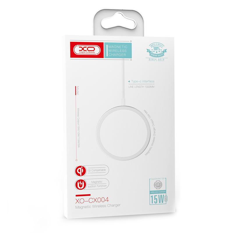 Зарядное беспроводное Qi XO magnetic wireless charger CX004 white - фото 2