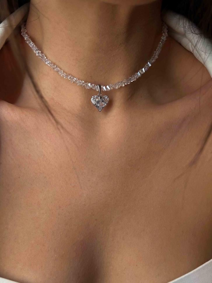 Чокер LeBijou блискучий з білого кришталю (4749)