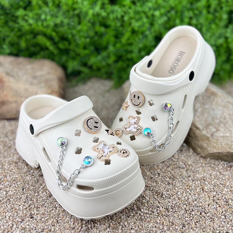 Крокси жіночі Е-0010833-3 на платформі з джибітсами p. 37 23,5 см Бежевий (84313496)