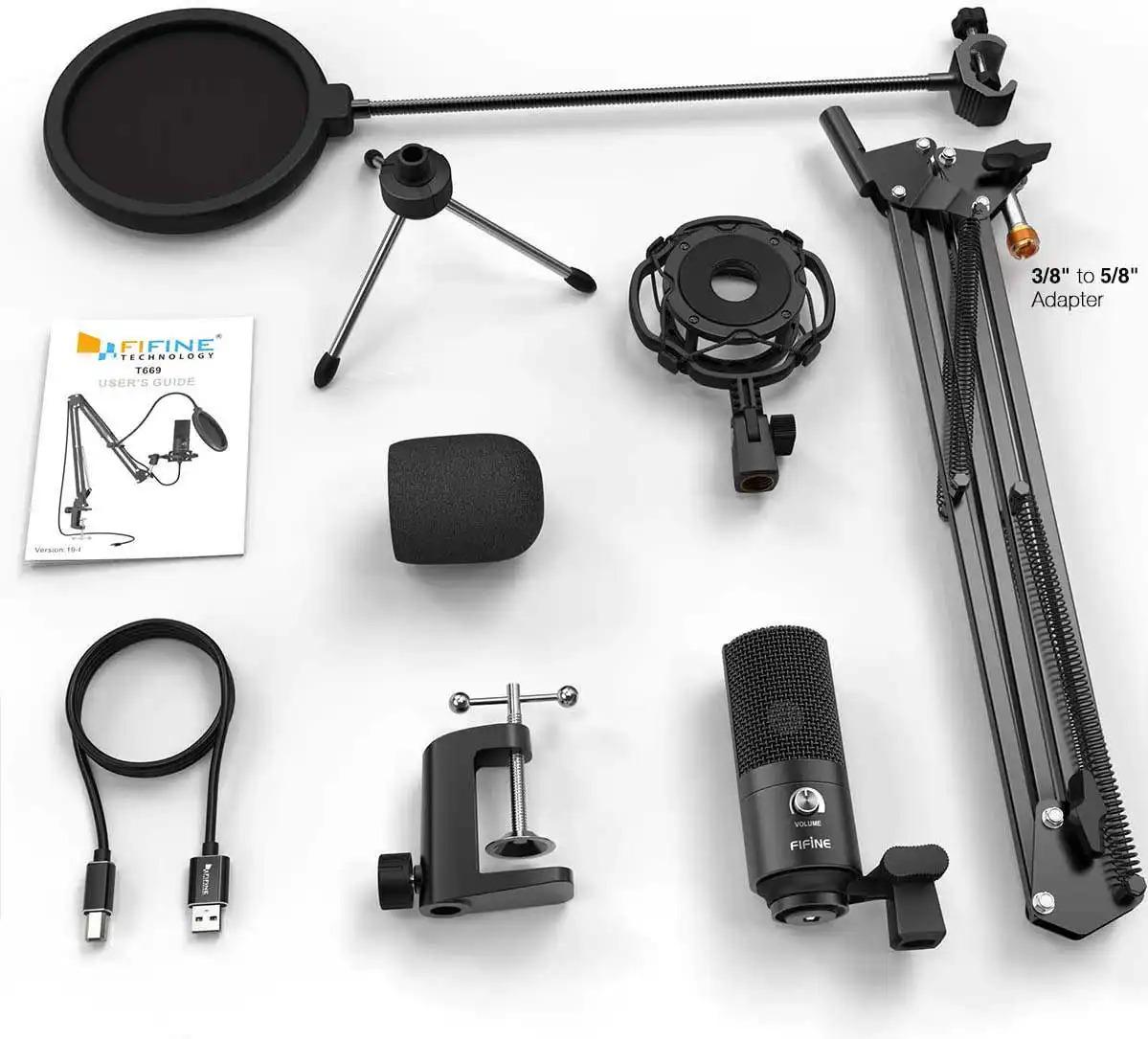 Микрофон конденсаторный FIFINE T669 USB кардиоидный Black (26816140) - фото 5 Микрофон конденсаторный FIFINE T669 USB кардиоидный Black (26816140) - фото 5