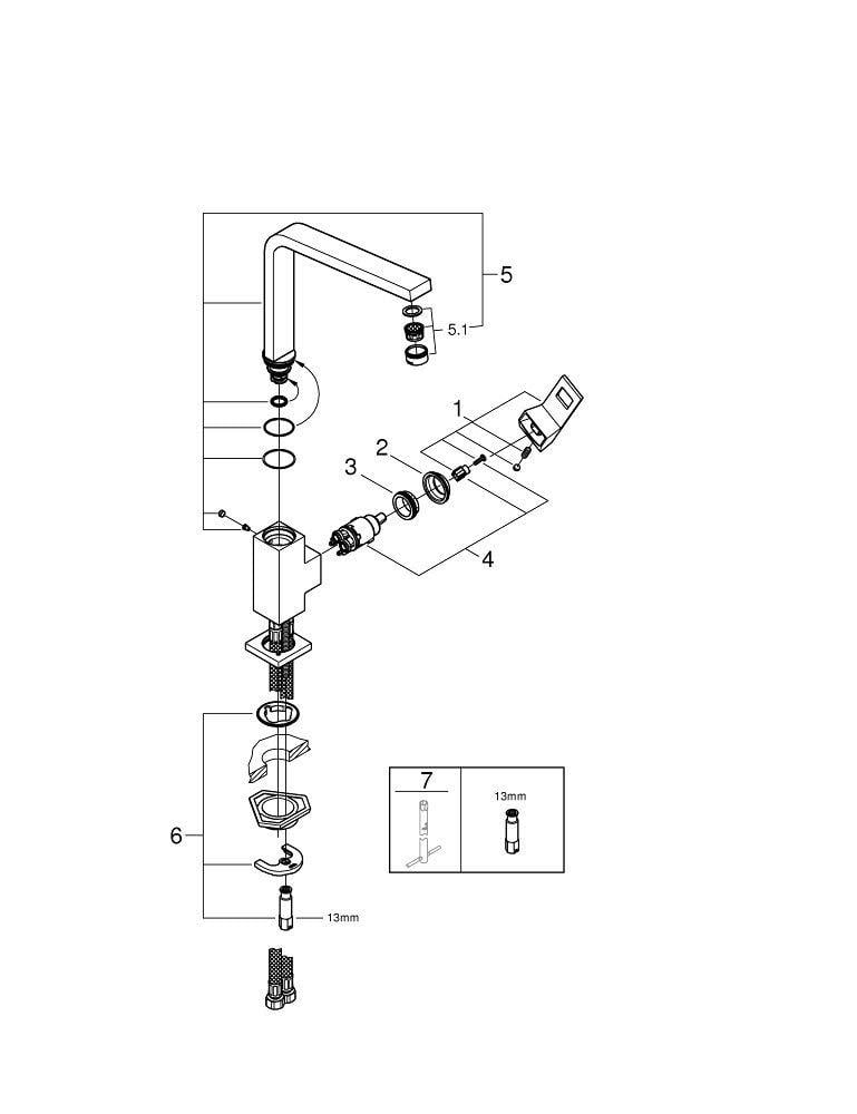 Смеситель для кухни Grohe Eurocube 31255000 однорычажный Хром (111129) - фото 8 Смеситель для кухни Grohe Eurocube 31255000 однорычажный Хром (111129) - фото 8