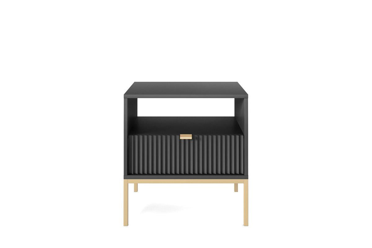 Тумба прикроватная Perfect Home Nova S54 с 1 ящиком и золотыми ножками Черный (PFH-091254) - фото 1 Тумба прикроватная Perfect Home Nova S54 с 1 ящиком и золотыми ножками Черный (PFH-091254) - фото 1