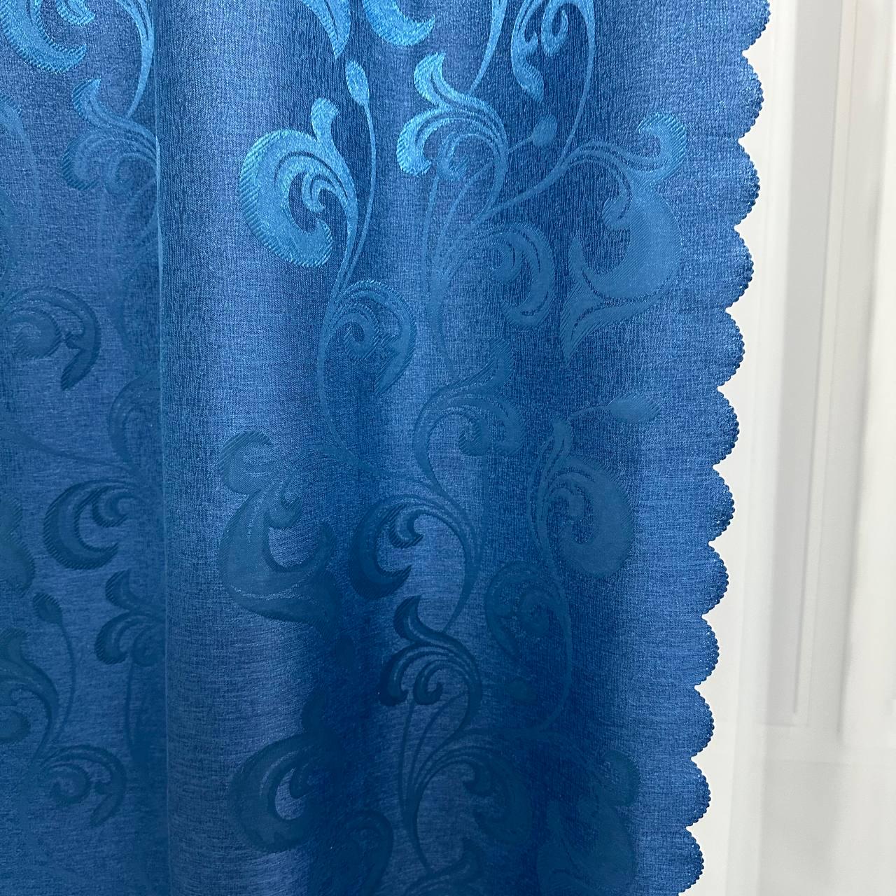 Штори Toscana жаккардові 1,5х2,7 м 2 шт. Синій - фото 7