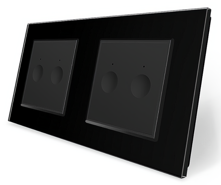 Сенсорный проходной выключатель Livolo Sense 4 сенсора стеклянный Черный (VL-C7FC2S/FC2S-4BP)