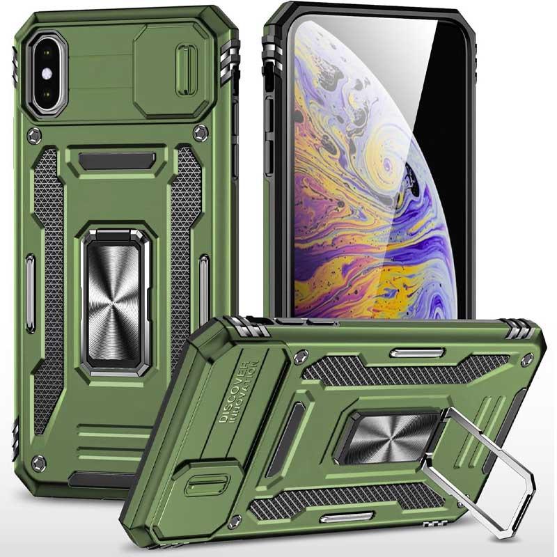 Противоударный чехол Camshield Army Ring для Apple iPhone X/XS 5.8" Оливковый/Army Green