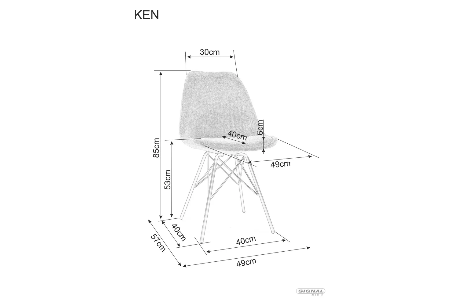 Стілець кухонний Signal KEN BREGO Чорний/Темно-сірий (13276365) - фото 3