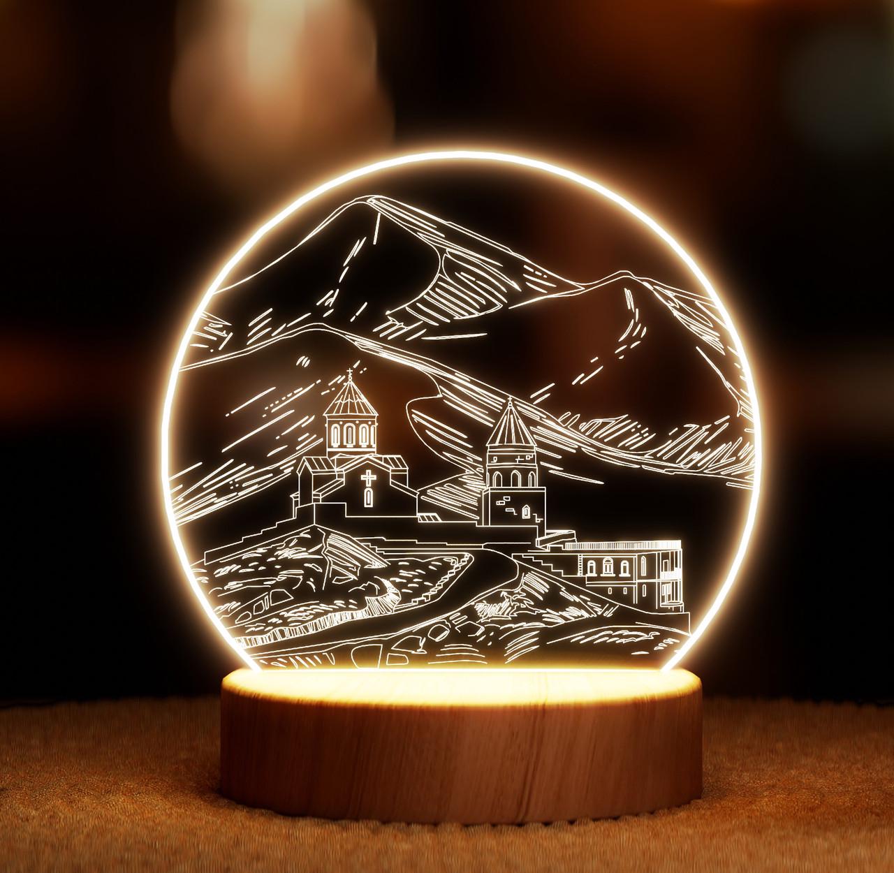 Ночник-светильник Lampic Грузия USB дерево/акрил 15х19 см Желтый (32377362)