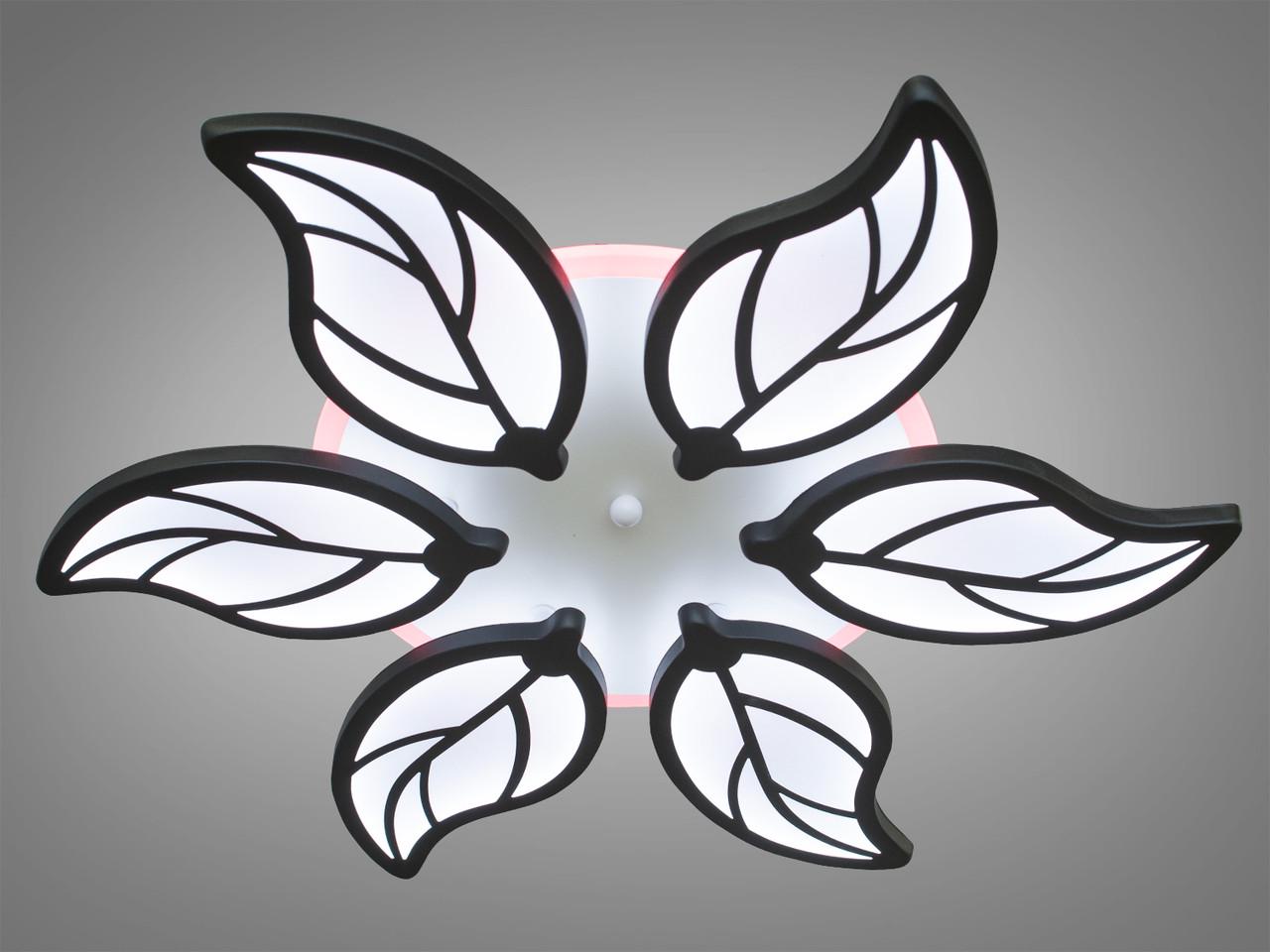 Люстра LED с подсветкой в спальню 8028-6BK-LS 105W на 15 м2 Черный (1555923097)