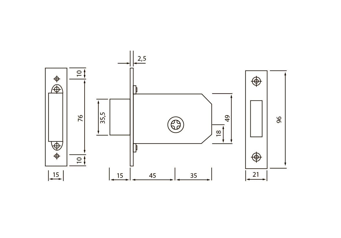 Замок врезной дополнительный Siba 10156/F 5KEY B 45 мм (10156/F 5KEY) - фото 2 Замок врезной дополнительный Siba 10156/F 5KEY B 45 мм (10156/F 5KEY) - фото 2