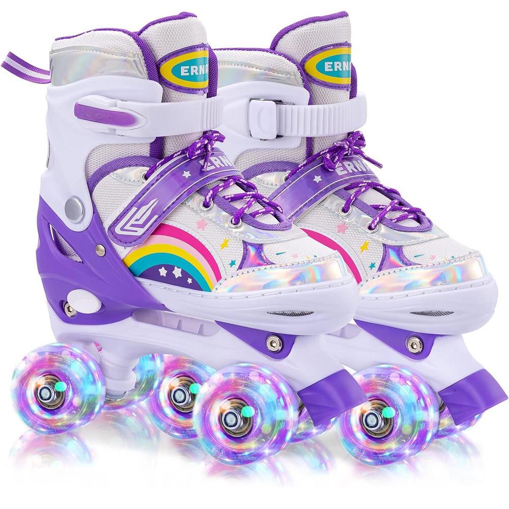 Роликовые коньки-квады четырехколесные/двухрядные светящиеся раздвижные колеса р. 39-42/L (28443949)