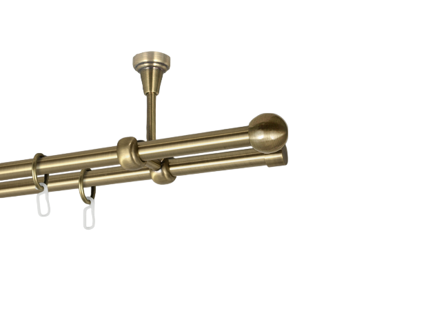Карниз MStyle Болонь металлический двухрядный труба 16/16 мм кронштейн потолочный 200 см Антик (J010237)