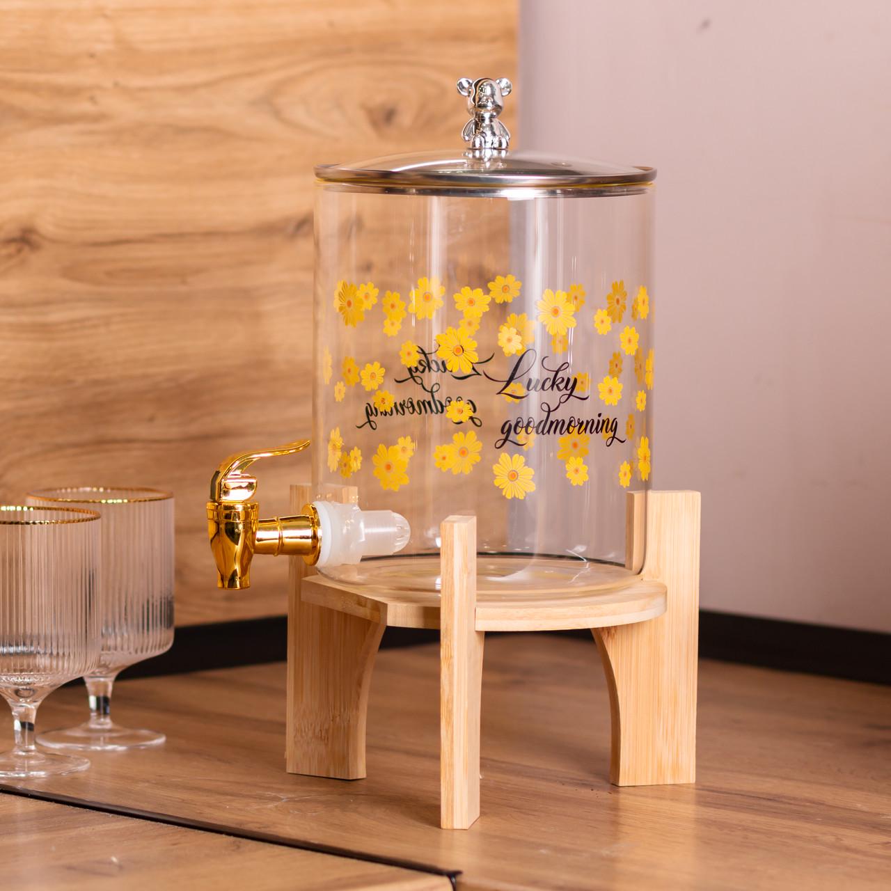 Лимонадница с краном на бамбуковой подставке 3,6 л (HP-34-17) - фото 2 Лимонадница с краном на бамбуковой подставке 3,6 л (HP-34-17) - фото 2