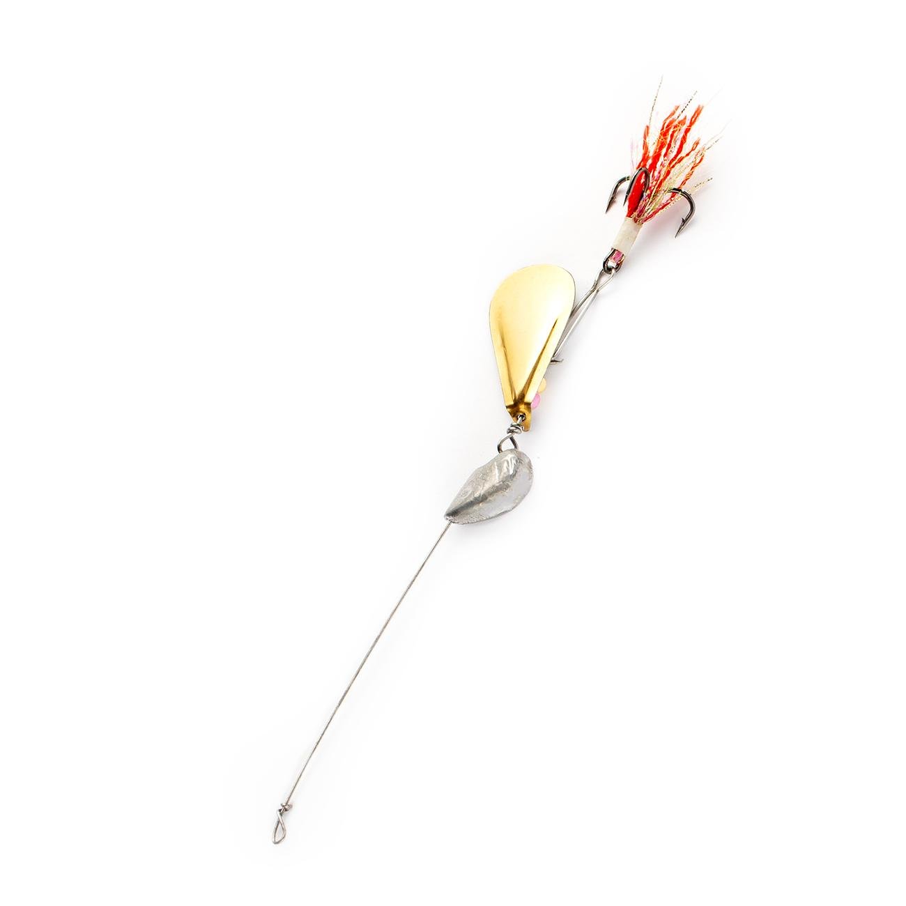 Мормышка-вертушка RybaLab GoldRed с красной опушкой, Золотой лепесток 7 g (GR-7257)