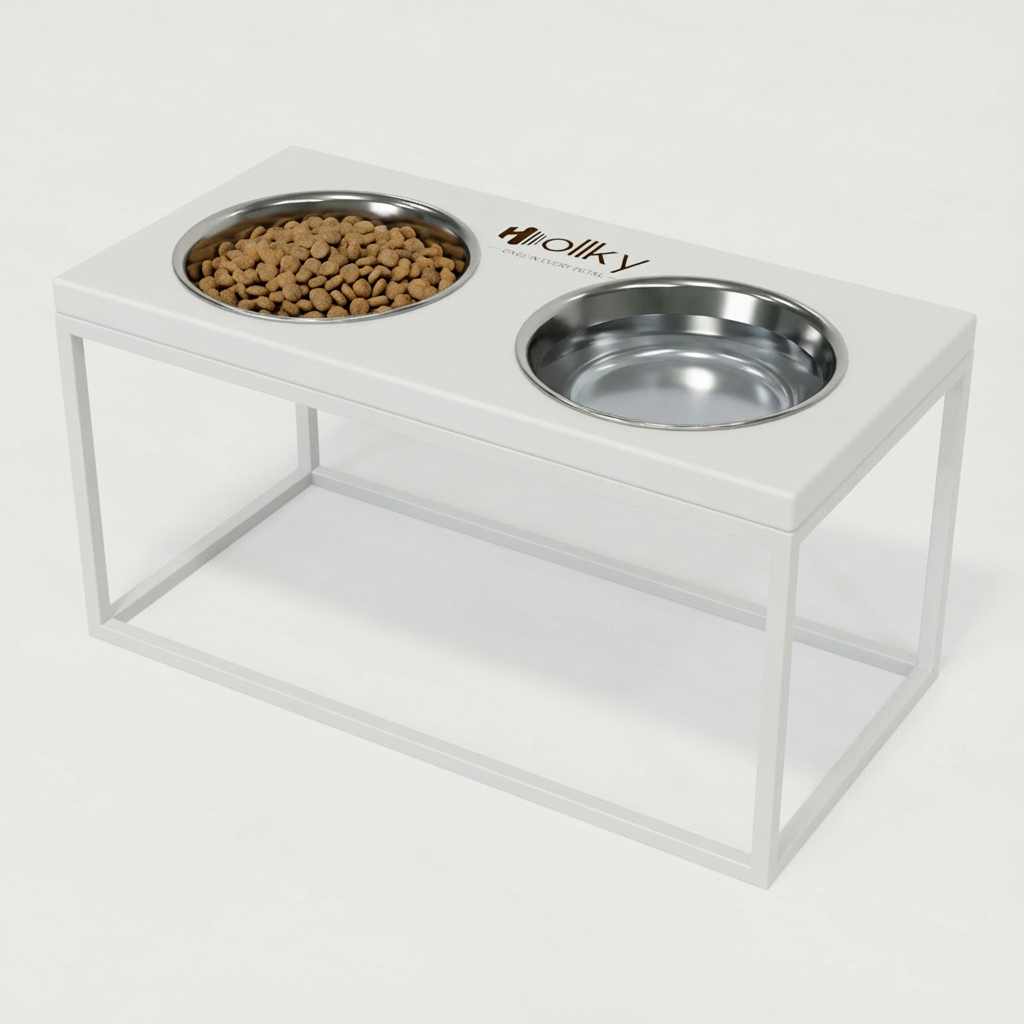 Миски на подставке для средних и больших собак Hollky Base L 2х0,95 л (BL-422120-WHWH) - фото 1