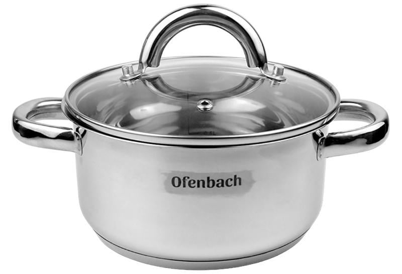 Кастрюля индукционная Ofenbach Casserole из нержавеющей стали со стеклянной крышкой 1,5 л