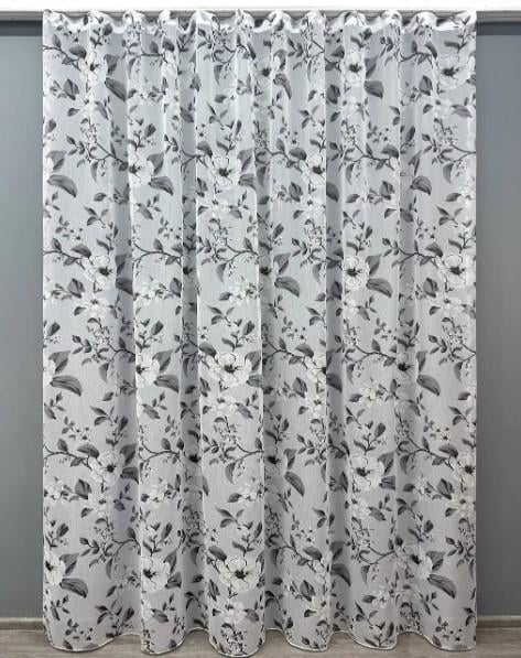 Тюль батист Белый/Серый (1681т)