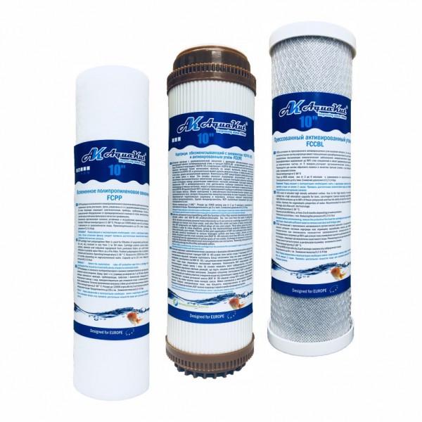 Набор картриджей Aquakut АК-107 обезжелезивающий для трехступенчатого фильтра (104-081)