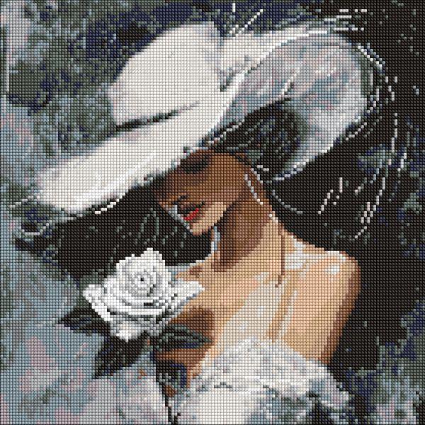 Алмазная мозаика Ideyka Белая роза 40x40 см (Id-AMO8329)