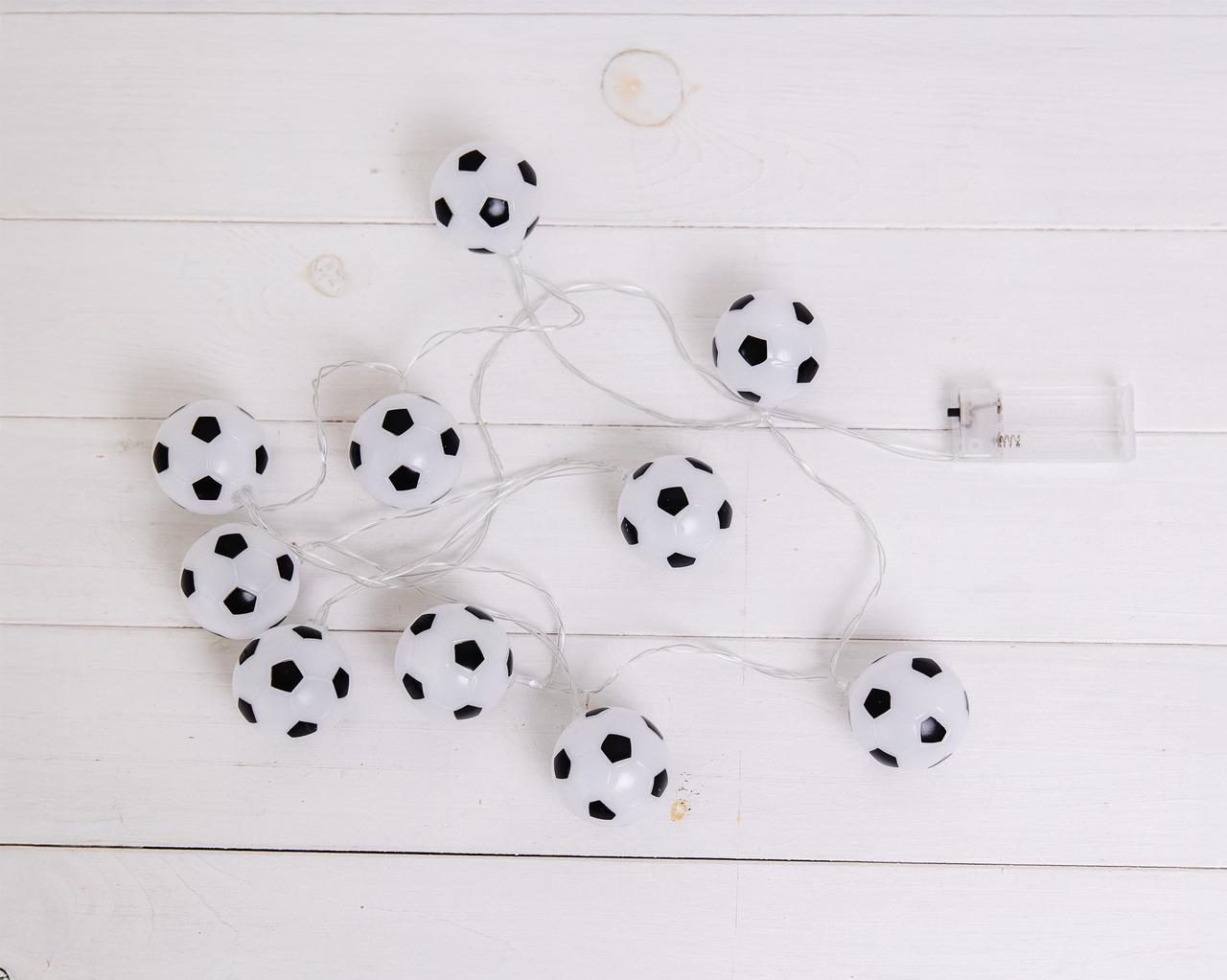 Гирлянда светодиодная Футбол АА батарейки 1,65м 10 лампочек в виде футбольных мячей