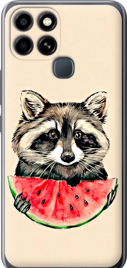 Чехол на Infinix Smart 6 Енотик с арбузом (4605u-2758-42517)