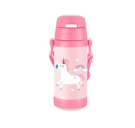 Термос детский Maestro с силиконовой трубочкой единорожка 350 мл (MR-1640-35-CP)