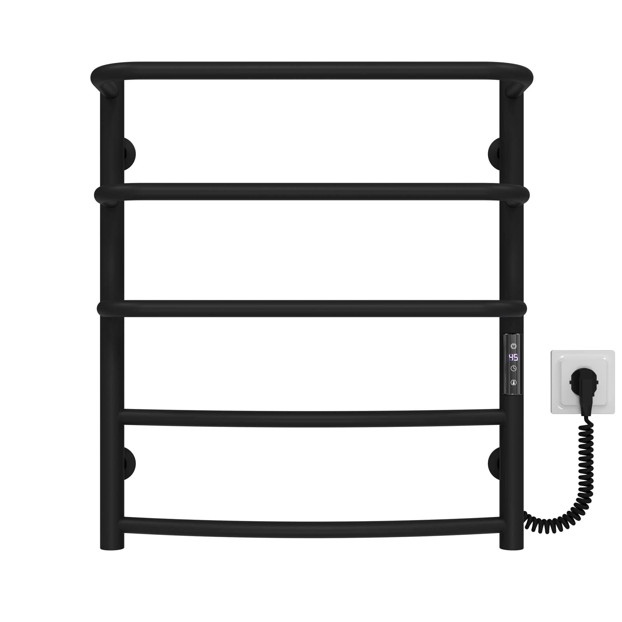 Полотенцесушитель электрический Deffi Каскад Дуга П5 JD03 правое подключение нержавеющая сталь 500х600 мм Черный (C.KD.60.50.5.E.B.R.1)