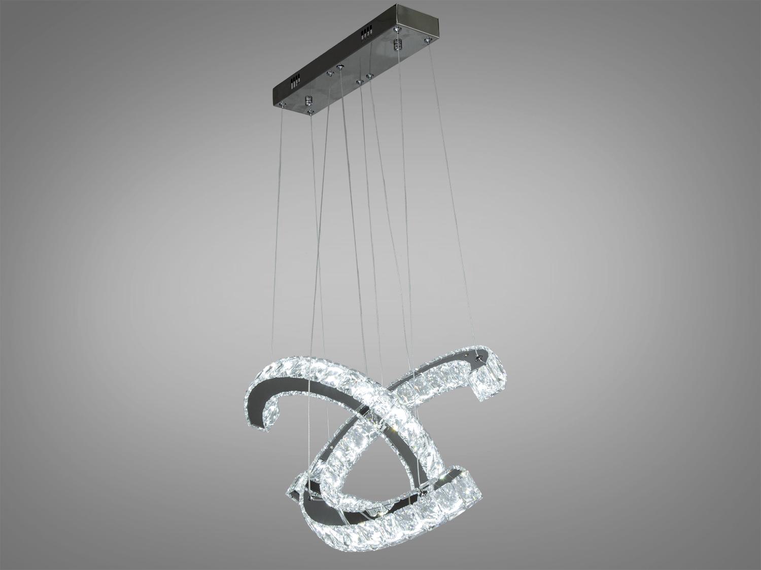 Люстра подвес LED хрустальная с диммером и пультом ДК 40 Вт Хром (7219/400+400HR) Люстра подвес LED хрустальная с диммером и пультом ДК 40 Вт Хром (7219/400+400HR)