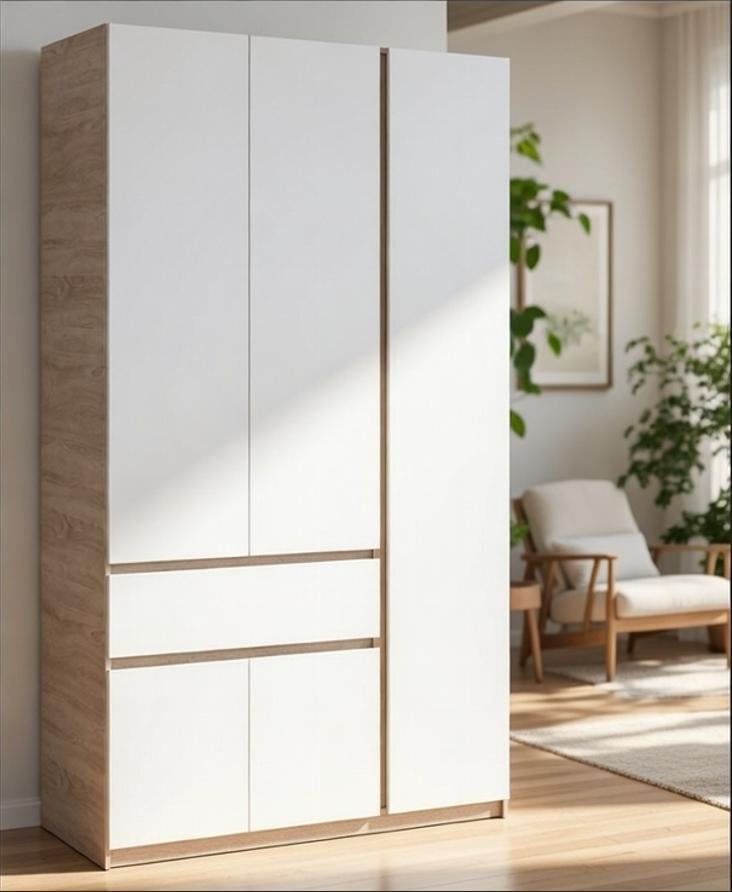 Шафа Мастер Форм Брайт телескопічні напрямні правосторонній 1221х520х2000 мм Дуб сонома/Білий (1200 500)