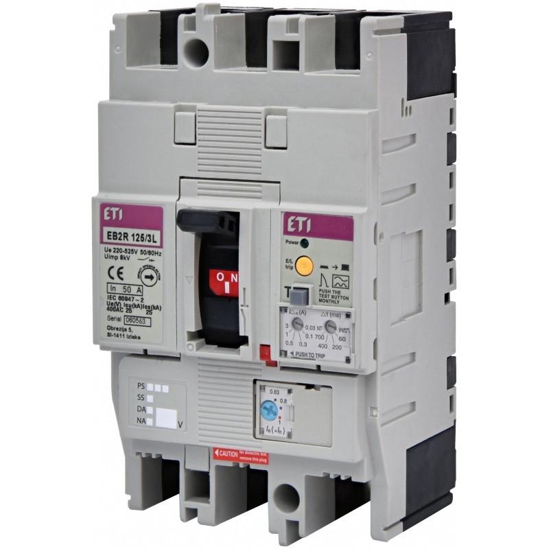 Автоматичний вимикач силовий ETI 50A 25kA 3 полюси EB2R 125/3L 50A 3P 004671503 (56885)
