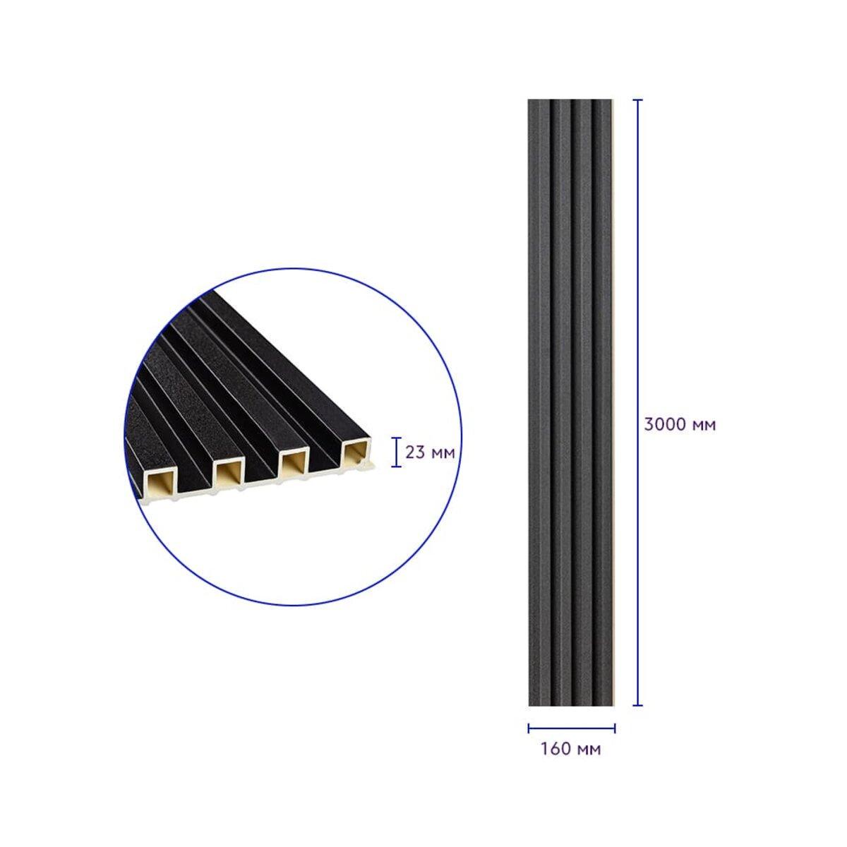 Рельс декоративный WPC стеновой 3000х160х23 мм Антрацит (SW-00001532) - фото 3 Рельс декоративный WPC стеновой 3000х160х23 мм Антрацит (SW-00001532) - фото 3