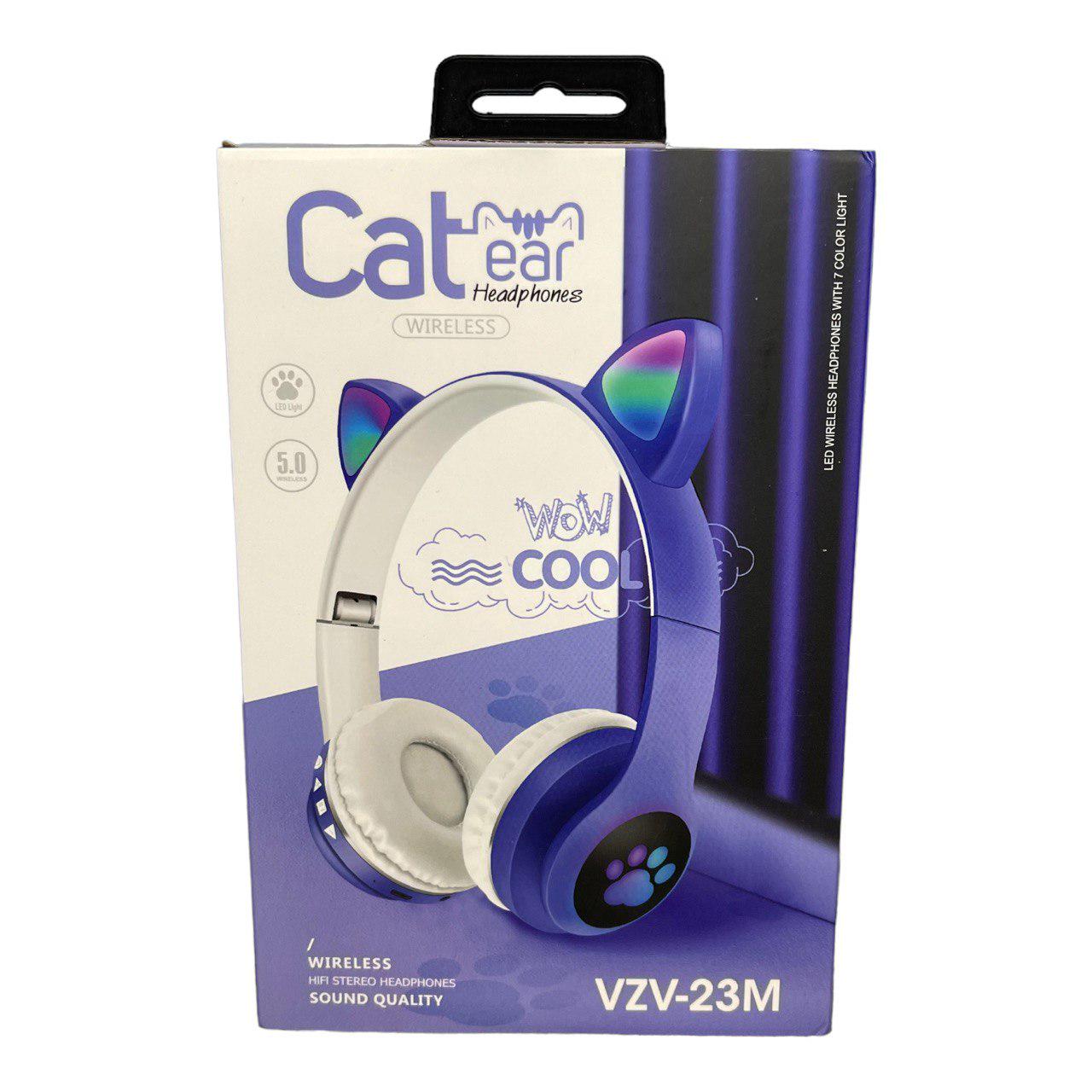 Наушники с ушками Cat ear vzv-23m беспроводные с подсветкой/FM-радио/MicroSD/Bluetooth Синий - фото 4