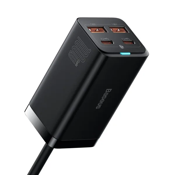 Блок живлення BASEUS GaN3 Pro 100W 2xUSB 2xType-C Quick charge та кабель USB-C 100W Black - фото 3