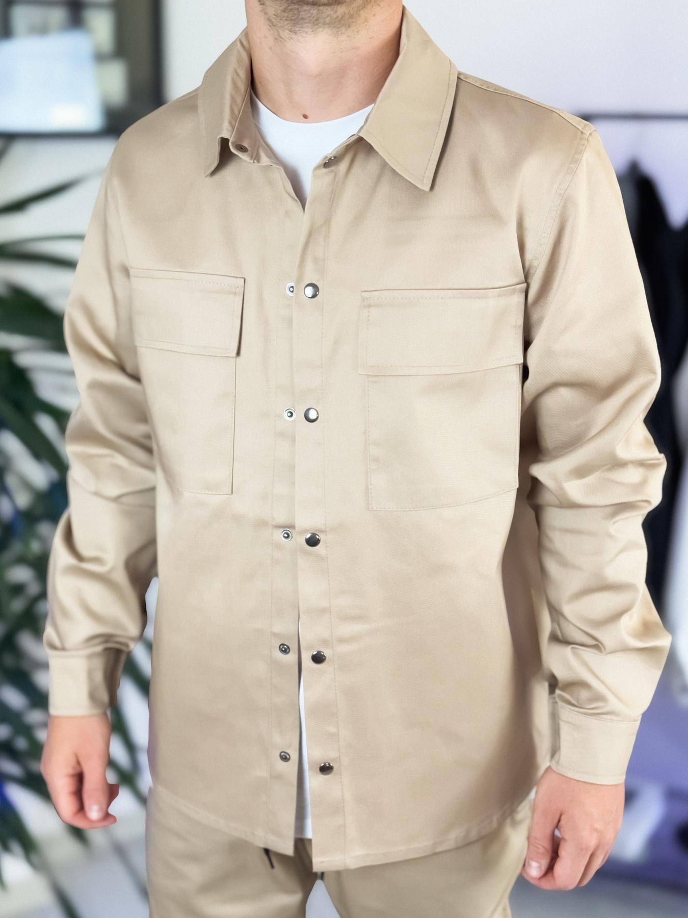 Рубашка мужская хлопковая Coton с длинным рукавом XL Бежевый (1167824748/2/4)