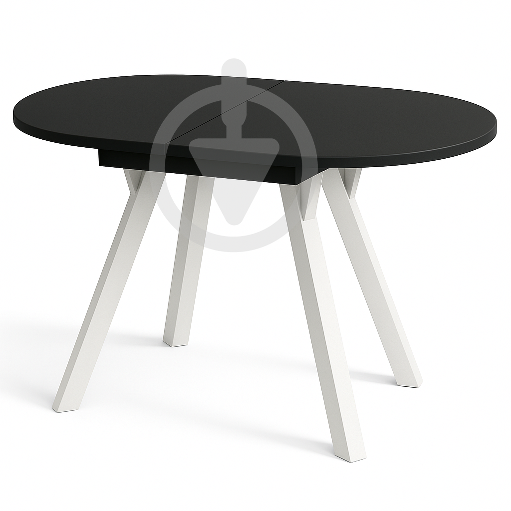 Стіл кухонний розкладний MebliRoMax Elips Slide 110х75/150х75 см Loft Антрацит/Білий Стіл кухонний розкладний MebliRoMax Elips Slide 110х75/150х75 см Loft Антрацит/Білий