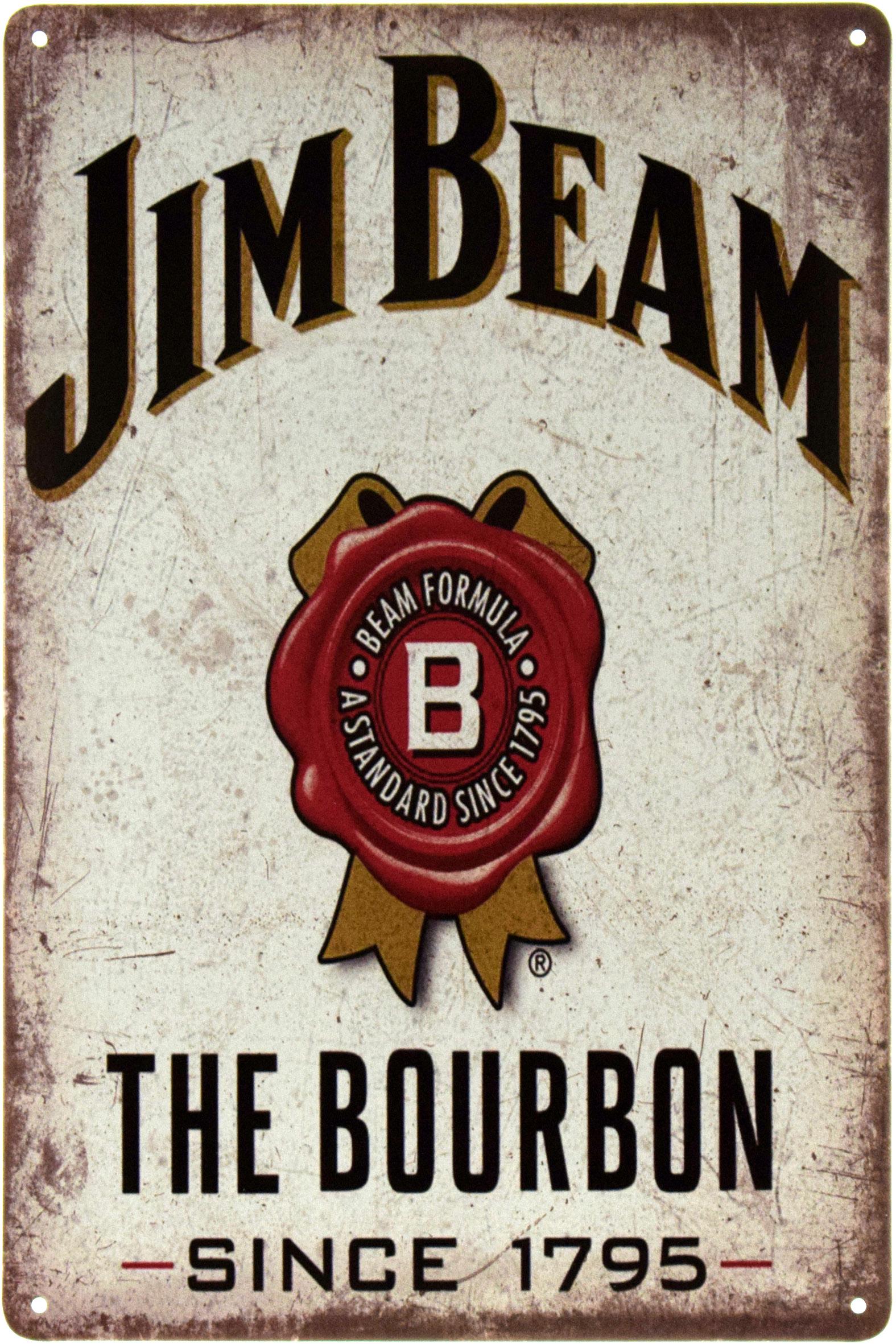 Табличка металлическая Виски Jim Beam The Bourbon Since 1795 20x30 см