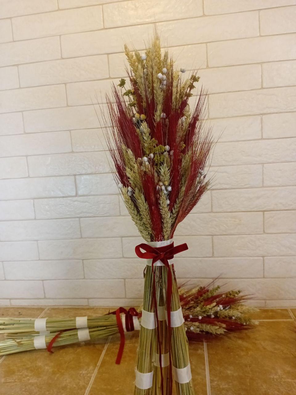 Дидух рождественский из колосков пшеницы льна и овса 60-65 см с красно-белой лентой (2794429313) - фото 8 Дидух рождественский из колосков пшеницы льна и овса 60-65 см с красно-белой лентой (2794429313) - фото 8