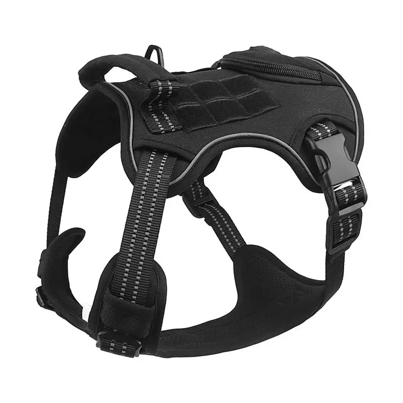 Шлея для собак Duomm с сумочкой и светоотражающей лентой регулируемая L Черный