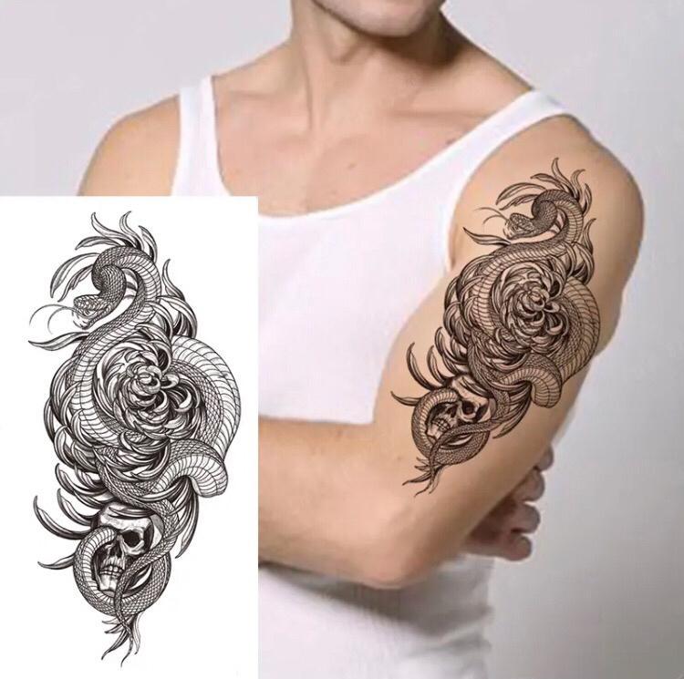 Тату тимчасове водостійке 3D велике Змія XQB-358 19,5 х9 см (4506418) - фото 2