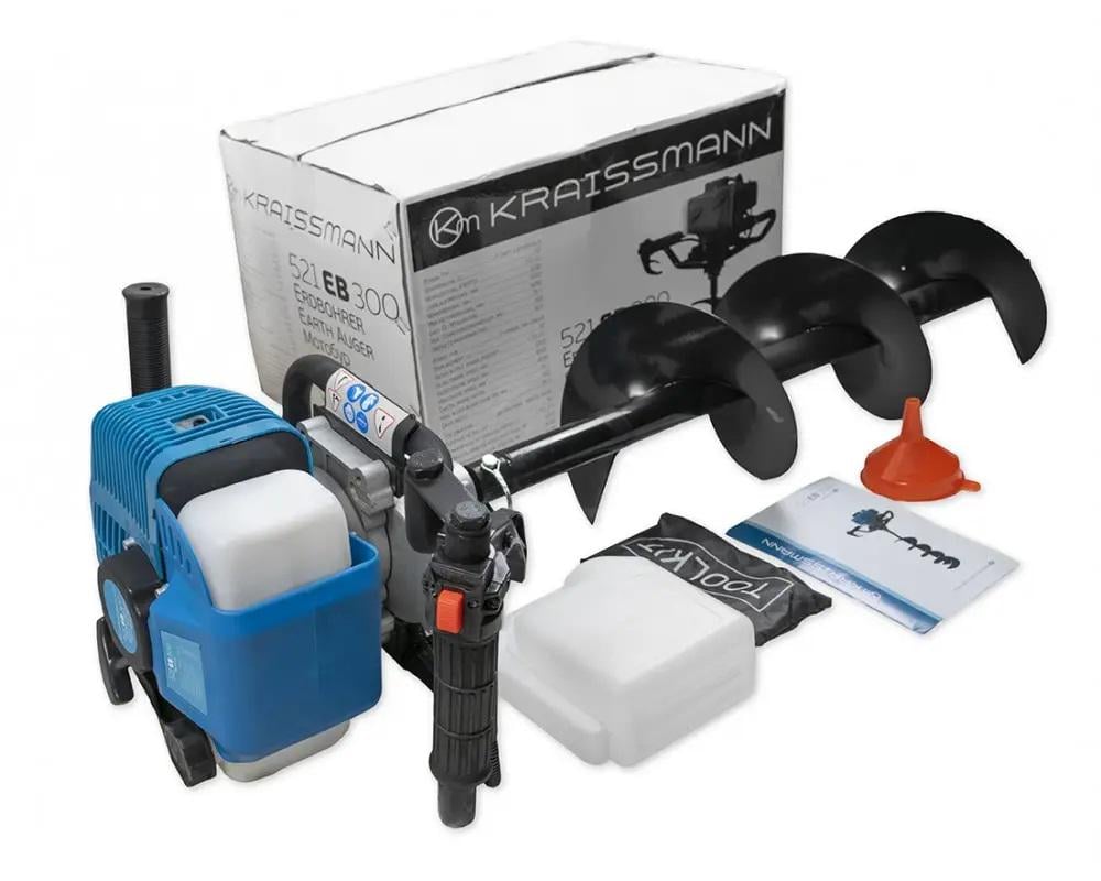 Мотобур KRAISSMANN 521 EB 300 с шнеками 100х1000/200х1000 мм (1907003/1)