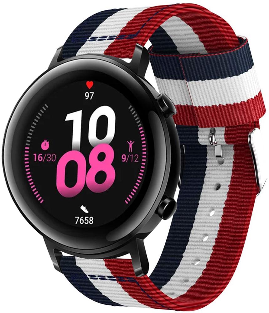 Ремешок тканевый Canvas для Huawei Watch GT 2 42 мм Red/White/Blue (20522)