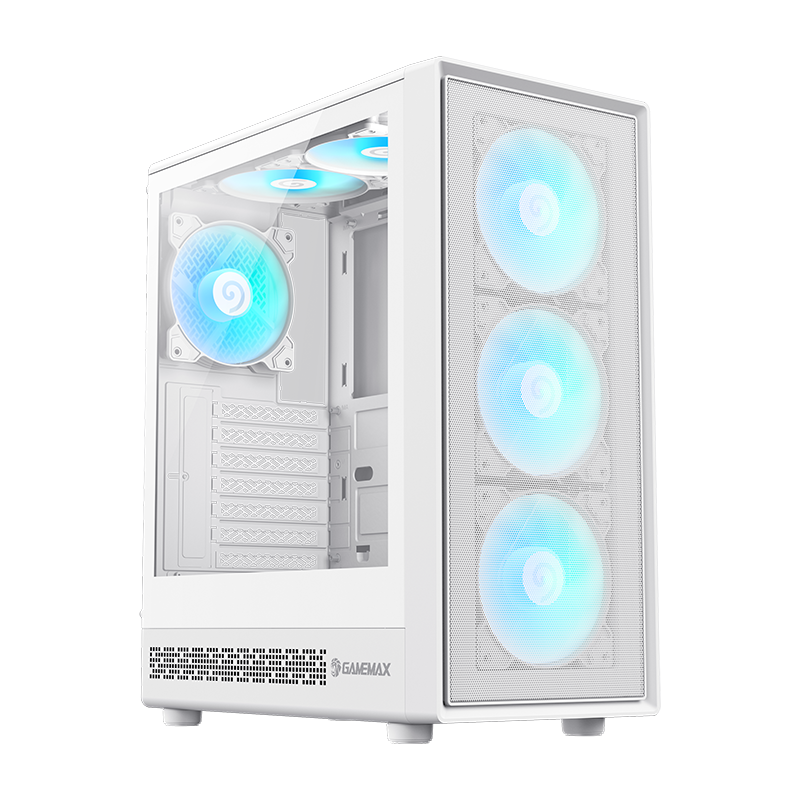 Корпус компьютерный GameMax Storm 2 AW ATX White боковое окно RGB подсветка без блока питания (Storm 2 AW)