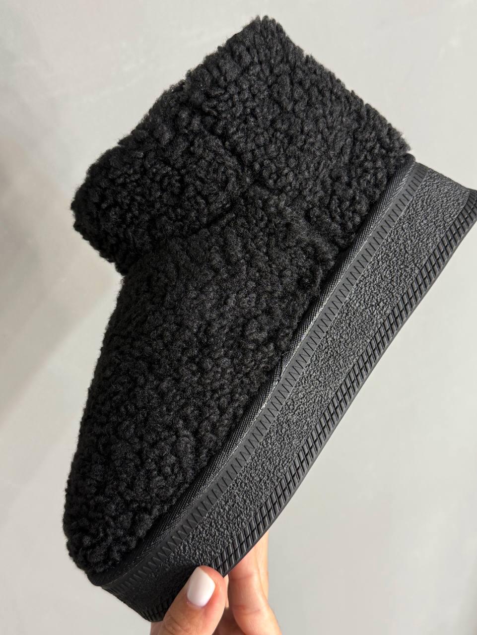 Угги женские Hengji 37-1 с мехом тедди на платформе р. 36 Черный (4970) - фото 4