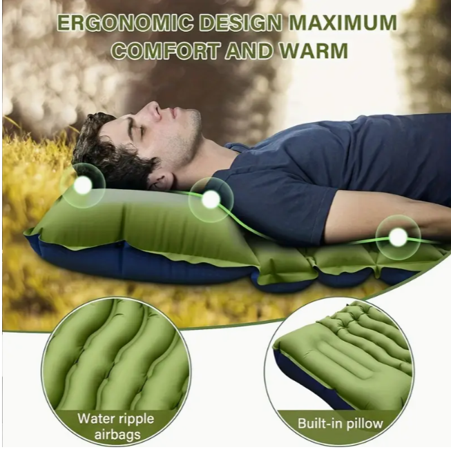 Килимок туристичний з вбудованою системою накачування та з подушкою 201x70 см (1408) - фото 7