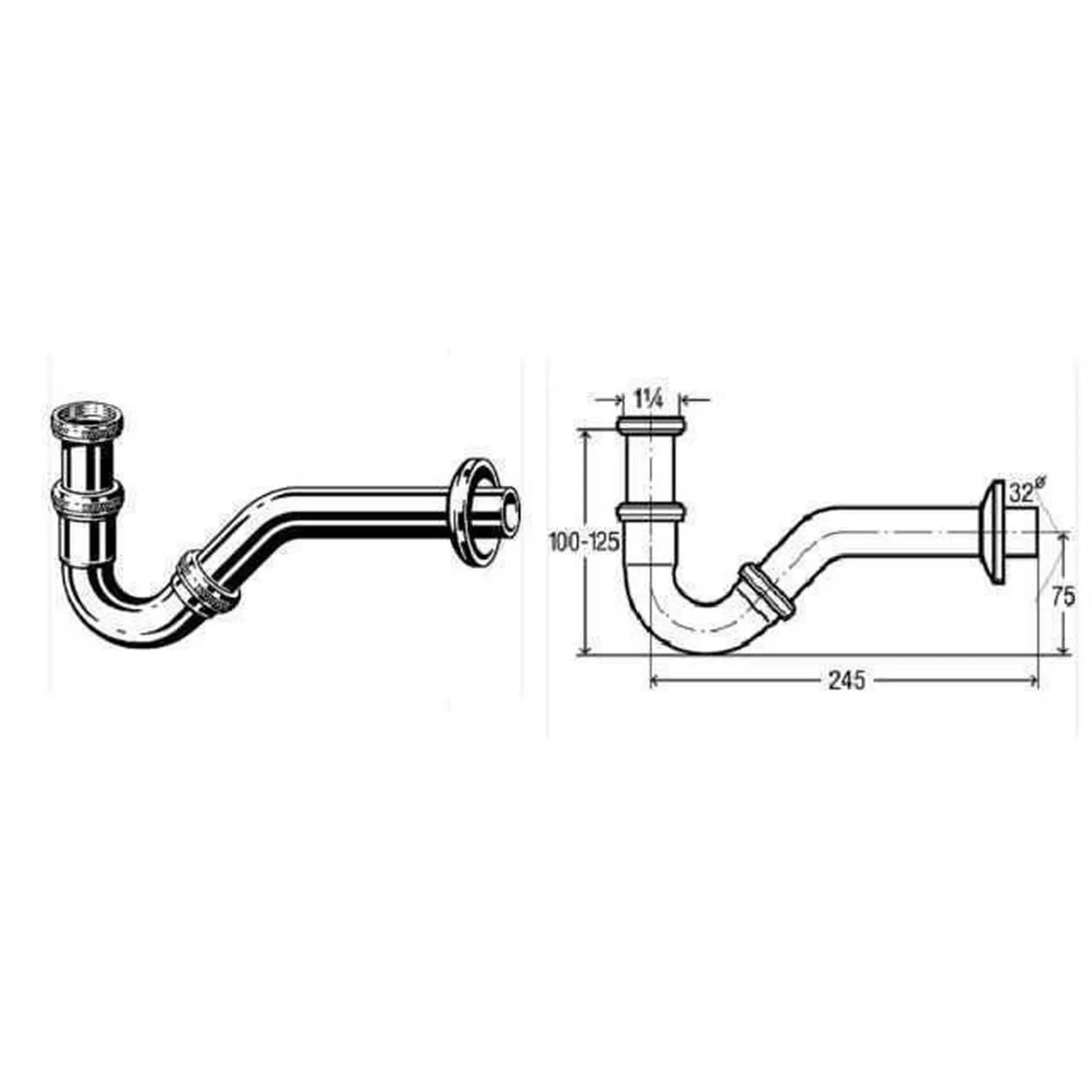 Сифон для біде трубний Viega 1 1/4″х1 1/4″ Хром 103781 - фото 3